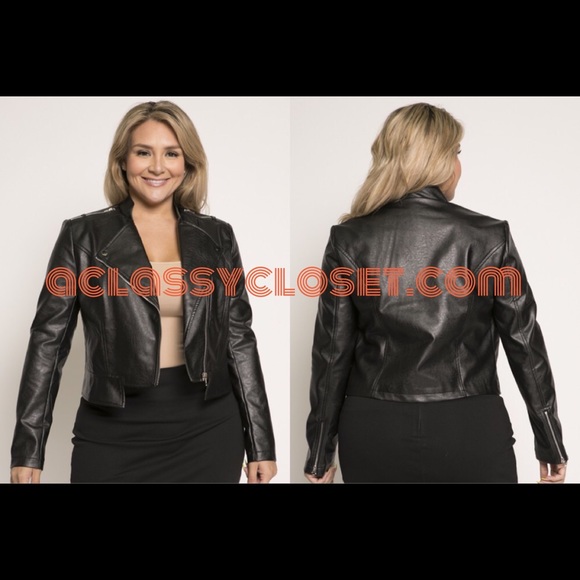 Jackets & Blazers - Curvy Faux Leather Moto Jacket